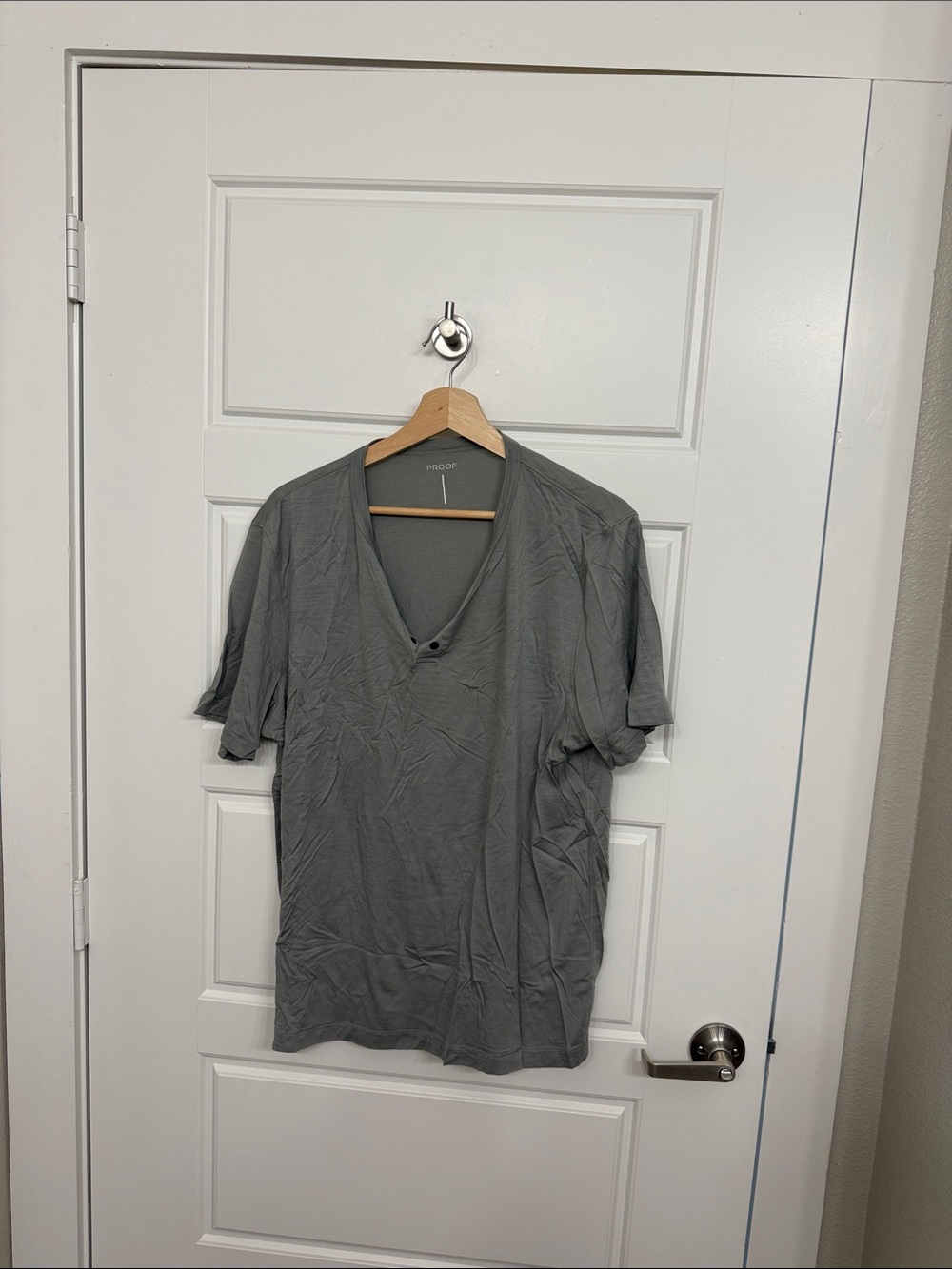 Proof Men’s Gray Henley Short Sleeve Tee XL